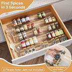 10-Pack Adjustable Spice Drawer Organizer, Expandable Seasoning Rack Tray (13" to 26"), Acrylic Insert with Anti-Slip Mat for Kitchen Cabinet (Jars Not Included) - size: 10-Pack