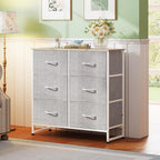 WLIVE Fabric Dresser for Bedroom, 6 Drawer Double Dresser, Closet Dresser with Fabric Bins, Chest of Drawers for Closet, Living Room, Hallway, Light Grey - color: Light Grey