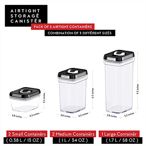 DWËLLZA KITCHEN Airtight Food Storage Containers with Lids - 5 Piece Set - Kitchen Accessories Food Containers - Pantry Organization and Storage - Clear Plastic BPA-Free - Keeps Food Fresh & Dry - color: 06 - Set of 5