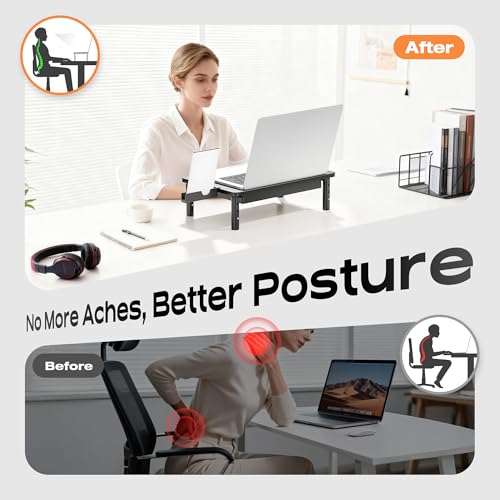 Computer Monitor Stand Riser with Storage, 3 Height Adjustable Laptop Desktop Monitor Stand with Drawer, Metal Short Printer Table, Stand Riser for Desk, Office Desk Organizers and Accessories, 1 Pack - color: with Deawer, size: 1 Pack