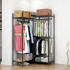 Xiofio Freestanding Heavy Duty Clothes Rack, Wire Clothing Rack with Hanging Rod,Adjustable Shelves & 2 Slid Fixed Baskets,60.7" L x 15.7" W x 75.6" H Max Load 720LBS,Black. - color: Black