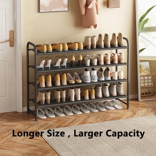 INGIORDAR Shoe Rack 4 Tier Long Storage Organizer Wide Metal Shoe Shelf for Closet Entryway Black - color: Black, size: 4 Tier