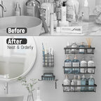 Liuoud 5 Pack Shower Caddy Organizer Rack Shelf for Inside Shower, Self Adhesive Bathroom Wall Storage Basket Rustproof Stainless Steel Large Capacity Shampoo Holder, Dark Grey - color: Dark Grey