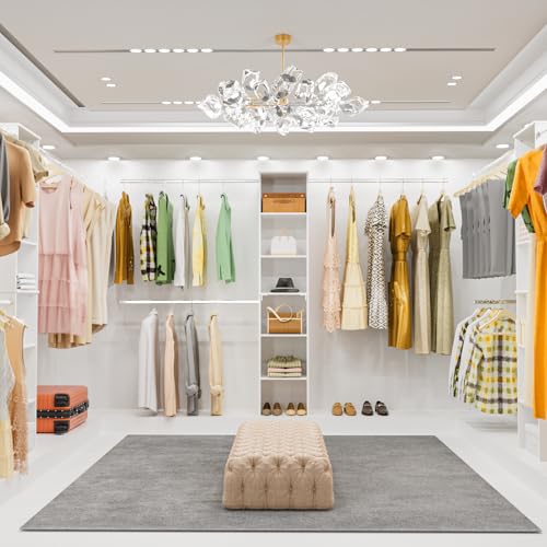 Closet System, 17" Wide Organizer with 3 Hanging Rods, Wood Tower Storage for Walk-In Closets, Wall-Mounted Wardrobe Organizer Kit, White - color: White, size: 17" Wide, style: Starter Tower