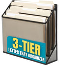 1InTheOffice 3 Tiers File Folder Organizer, Desk Sorter, Black Mesh