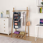 MAX Houser 5 Shelf Hanging Closet Organizer, Space Saver, Cloth Hanging Shelves with 4 Side Pockets, Foldable, Grey - color: Grey-6