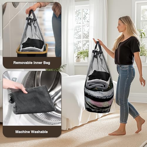 100L Laundry Hamper with Lid, Large Laundry Basket with Bamboo Handles, Clothes Hampers for Laundry with Removable Bag, Dirty Clothes Hampers for Bedroom Aesthetic, Black - color: Black