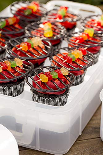Snapware (2-Layer, 24 Cupcakes Plastic Detachable Cupcake Carrier Storage Container With Lid and Handle, Freezer Dishwasher Microwave Safe (Pack of 3) - size: 14.25" L x 10.5" W (Pack of 3)