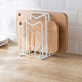 SUNFICON Cutting Board Rack Chopping Board Organizer Pot Pan Lids Holder Thin Bakeware Baking Tray Drying Display Stand Kitchen Countertop Cupboards Cabinet Office Sturdy Metal 4.92x5.7x8.47 in.White - color: 1 Pack White
