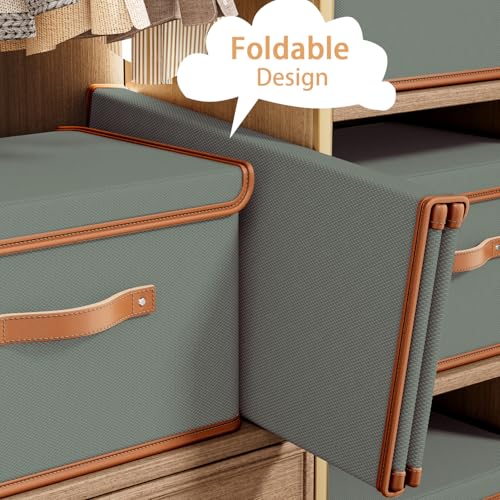 Tuza 2 Pack Storage Bins with Lids, Collapsible Closet Organizer Container, Fabric Organizer Box with Handles, Decorative Storage Boxes with Lids for Organizing Clothes, Blanket, Grey, Extra Large - color: Grey, size: 2 Pack - Extra Large
