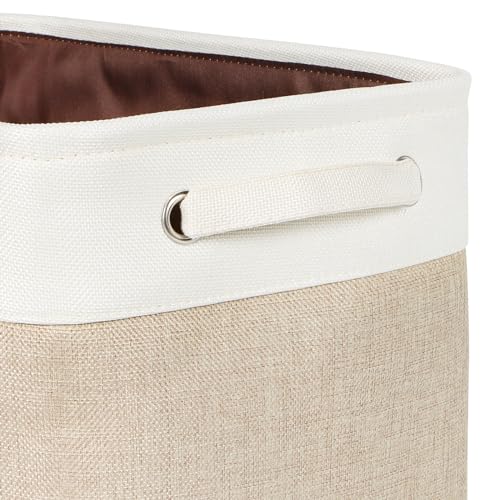 Kntiwiwo Foldable Storage Bin Collapsible Fabric Storage Basket Cube with Durable Handles Closet Organizer Bins for Organizing Shelves Drawers, Set of 3, 15" x 10" x 9.5", Beige - color: Beige, size: 15" x 10" x 9.5"