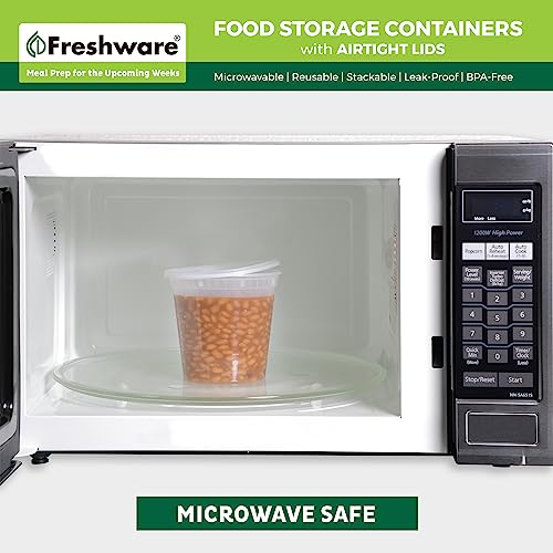 Freshware Food Storage Containers [240 Set] 24 oz Plastic Deli Containers with Lids, Slime, Soup, Meal Prep Containers | BPA Free | Stackable | Leakproof | Microwave/Dishwasher/Freezer Safe - size: 24 oz - 240 Sets