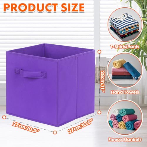 PowerKing Collapsible Storage Cubes with Handles, Fabric Foldable Bins for Closet Shelves, Durable Organization Storage Bins, 10.5'' x 11'' x 10.5'' (2Pack, Violet) - color: Violet, size: 2Pack