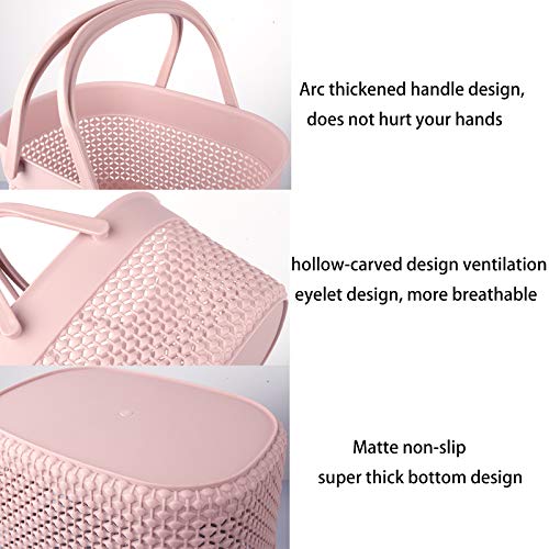 rejomiik Portable Shower Caddy Basket, Plastic Organizer Storage Tote with Handles Toiletry Bag Bin Box for Bathroom, College Dorm Room Essentials, Kitchen, Camp, Gym, Pink - color: Pink, size: 1 pack