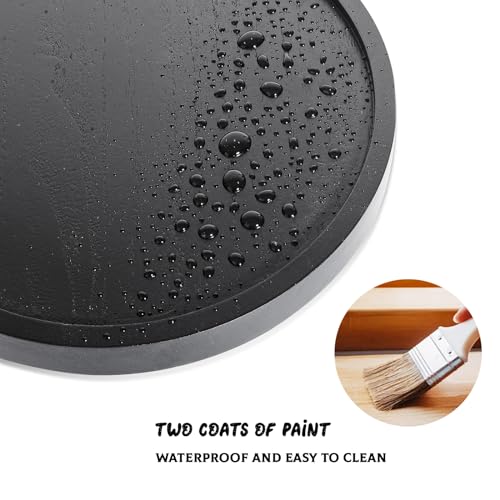 Round Decorative Tray Wood Bathroom Counter Organizer Farmhouse Kitchen Decor Wooden Riser for Soap Dish, Perfume, Candle, Sponge, 12" - Black - color: Black, size: 12"