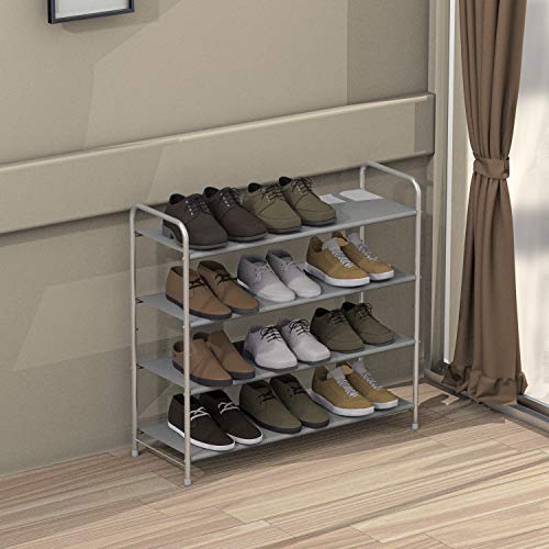 Simple Houseware 4-Tier Shoe Rack Storage Organizer 20-Pair, Grey - color: Grey, size: 4-Tier