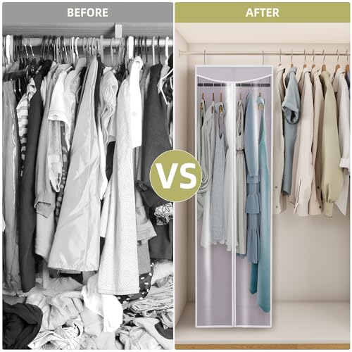Garment Bags for Hanging Clothes Storage, Long Garment Cover with Zippered Clear Window for Closet Wardrobe Clothes Rack Organizer, Hanging Garment Bags for Dresses, Suits, 1 Pack, Gray - color: Gray, size: 1 Pack