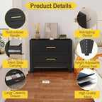 24.8" Tall Metal Dresser for Bedroom, 2 Drawer Nightstand, Side Table, Under Desk Steel Storage Drawer Cabinet, File Drawer for Home Office,Living Room, Entryway, Hallway - color: Black, style: Wide Style/2 Drawers