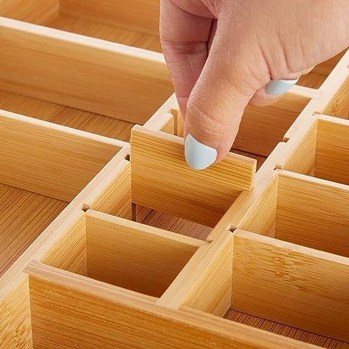 Juvale Drawer Organizer Tray - 8-Slot Drawer Divider for Utensils - Versatile Silverware Holder - Desk Tray for Office Supplies - 14 x 10 x 2 in, Brown, Bamboo (Pack of 2) - size: 14" x 10" x 2" inches (Pack of 2)