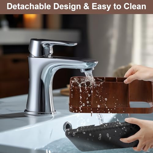 GFWARE Wood Toothbrush Holders for Bathrooms Countertop Organizer - Detachable 7 Slots Kid Bathroom Decor and Accessories, Wooden Bathroom Sink Storage Organization, Caddy, Tray, Brown - color: Wood Brown