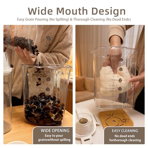 6-Pc Airtight Cereal Storage Containers Set(1.8L×3 & 2.5L×3), Cereal Containers Storage with Pour Spout & Measuring Cup, BPA-Free Plastic Canisters for Rice, Flour, Pet Food Kitchen Pantry