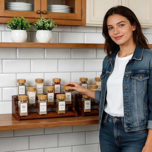 Bamboo Spice Rack，3-Tier Spice Rack Organizer for Cabinet or Pantry (Walnut, M) - color: Walnut, size: M