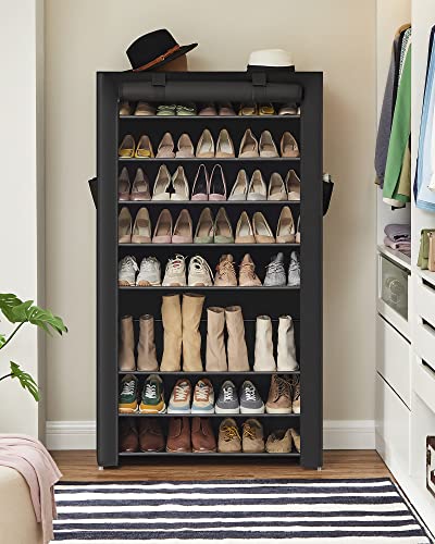 SONGMICS 10-Tier Shoe Rack, Shoe Storage Cabinet with Dustproof Cover, Free-Standing Shoe Storage Organizer for Closet, Entryway, Hold 40-50 Pairs of Shoes, for Sneakers, High Heels, Black URXJ36HV1 - color: Black, size: 10 Tiers (33.1"W)