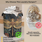Retro Dragonfly Foldable Laundry Hamper - Waterproof Fabric Storage Basket with Handles, Clothes Hampers for Laundry,Bedroom,Dorm - color: Retro Dragonfly