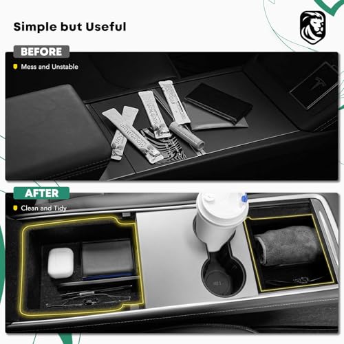 YHTAUTO Center Console Organizer Tray Fit for Tesla Model Y Juniper 2025 2026, Tesla Model 3 Highland 2024 2025 2026 Armrest Drawer Organizer, Armrest Hidden Compartment Box Car Accessories - style: 3PCS Center Console & Armrest Box