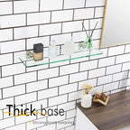 KOKOSIRI Floating Shelves Wall Mount 20-Inch Bathroom Tempered Glass Shelf Shower Storage Kitchen Rack, 2 Pack Brushed Stainless Steel B1107BR-L20-P2 - color: Brushed Nickel, size: 20-Inch(2 Pack)