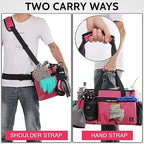 Large Cleaning Caddy Bag Built-in Sturdy Support Board, Cleaning Organizer with Detachable Divider, Cleaning Supply Tote with Adjustable Shoulder Strap&Waist Belt for Cleaners & Housekeeper - color: Rose Red