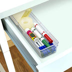 Glad Plastic Drawer Storage Tray – Heavy Duty Organizer Bin for Home, Kitchen, Bath, Bedroom, Office | Non-Slip Feet, 13" x 3.25", Clear - size: 13x3 (Pack of 1)