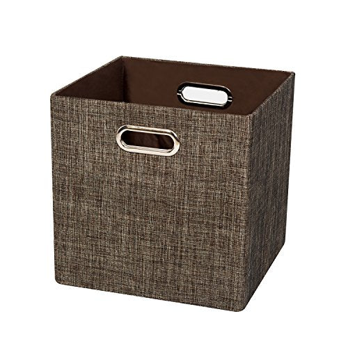 Posprica Storage Bins Cube Containers Boxes,Thick and Heavy Duty Fabric Drawers, 11×11 inch- Set of 4,Brown - color: Brown, size: 11×11×11/4pcs
