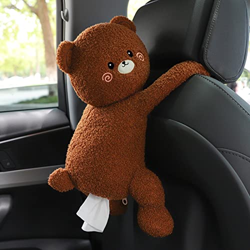 Elephant Tissue Box Cover Plush Tissue Box Holder for Car, Home, Decorative Holder/Organizer for Bathroom Vanity Countertop, Nightstands, Office Desk-Bear - color: Bear