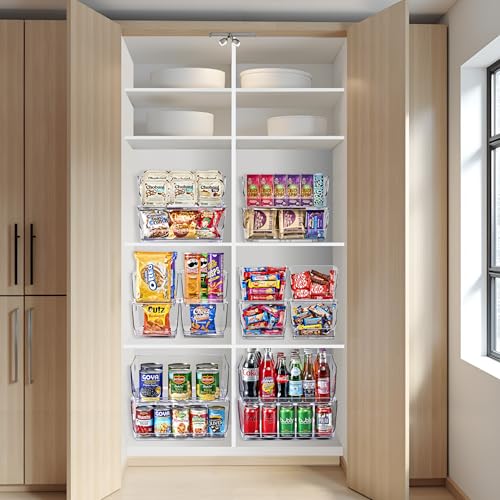Sorbus Stackable Storage Bins Open Front, Clear Stackable Storage Bins, Pantry Bins for Storage and Organization, Acrylic Stackable Bins for Kitchen, Clear Pantry Organizer Bins (Medium 8 Pack) - size: Medium, style: 8 Pack