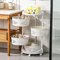 Multi-Layer Kitchen Storage Basket Rotating Vegetable Organizer Cart with Lockable Casters Rolling Living Room Standing Rack with Shelve for Bathroom,Bedroom,29in Height (4Tier-White) - size: 4Tier-White