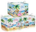 Geelin 3 Pcs Beach Baskets Summer Storage Basket for Gifts Collapsible Waterproof Canvas Cute Storage Bin Organizer with Handles for Book Closet Shelf Nursery Decor - style: Beach