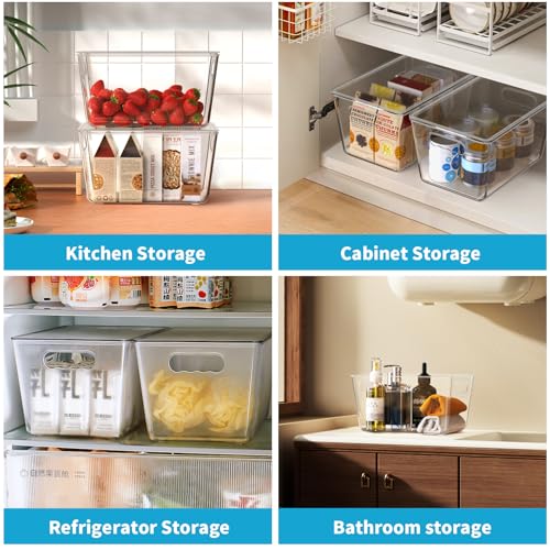 4 Pack Clear Stackable Storage Bins with Lids, Large Plastic Pantry Organizers and Storage Containers for Kitchen Cabinet, Fridge, Closet, Bathroom - BPA-Free Home Organization Must Haves - color: 4 Pack, size: L with Lids (11.5"L x 7.5"W x 6"H)