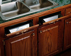Rev-A-Shelf Tip-Out Sink Front Tray and Organizer with Hinges for 21 1/4" W Sink Base Cabinet Opening, Stainless Steel, 6541-19-52 - size: 19" x 1.7" x 19"