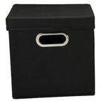 Household Essentials 34-1 Decorative Storage Cube Set with Removable Lids | Black | 2-Pack - size: 2 Count (Pack of 1)