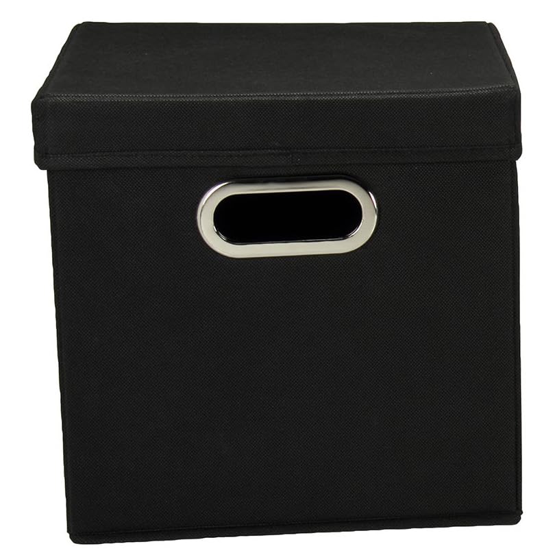 Household Essentials 34-1 Decorative Storage Cube Set with Removable Lids | Black | 2-Pack - size: 2 Count (Pack of 1)