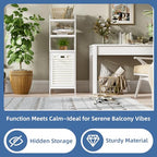 HITNET Bamboo Tilt Out Hamper, 10 Gal Bathroom Laundry Cabinet with Hidden Foldable Basket, Freestanding Clothes Storage Organizer with Storage Shelf, White - color: White