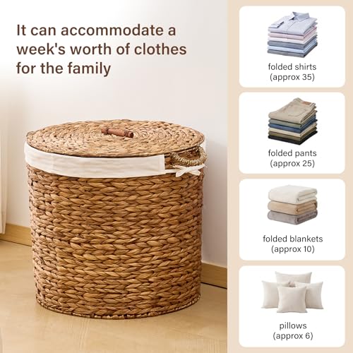 Handwoven Hamper with Lid, Clothes Hamper for Bathroom Laundry Room Bedroom (Espresso, L) - color: Espresso, size: L