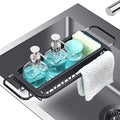 TOOLF Expandable Sink Caddy with Dish Towel Bar, Adjustable Over-The-Sink Organizer for Kitchen, Rustproof Sponge Holder and Drying Rack - size: Small