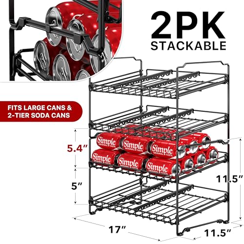 Simple Houseware 2 Tier Stackable Can Rack, Black, 2 Pack - color: Black