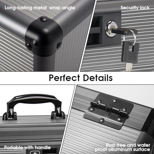 Medicine Lock Box with Key, Alluminum Alloy Box for Medication,First Aid Box with a Removeable Tray to Store Medicines & Pills for Home, Black, 14 * 8.46 * 7.48 Inch - color: Black, size: Large-14inch
