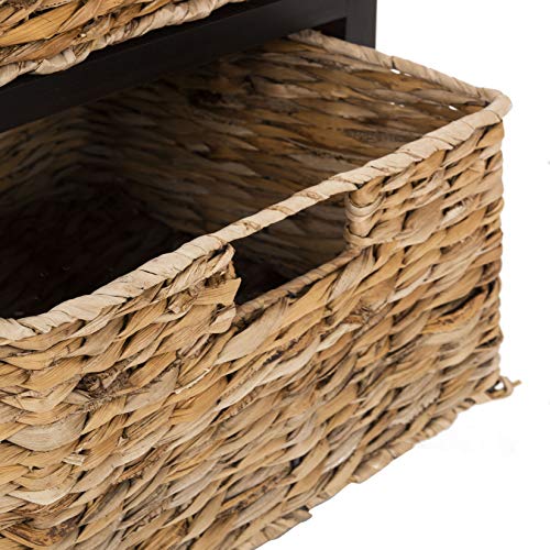 SAFAVIEH Home Collection Carrie Brown/ Natural Wicker 3-Drawer Storage Nightstand Side Table (Fully Assembled) - color: Brown