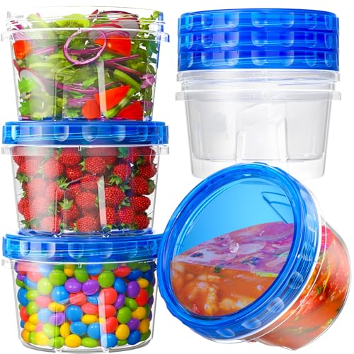 BiuLeon 6 Pack-17oz Freezer Storage Containers, Plastic Food Storage Containers with Twist Top Lids, BPA Free and Reusable Soup Containers with Lid, Microwave and Dishwasher Safe - color: 6Pack-17oz