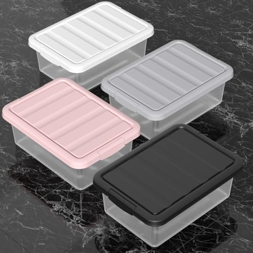 14 Quart Basic Clear Storage Box with Pink Lid (Pack of 2) - color: Pink Lid