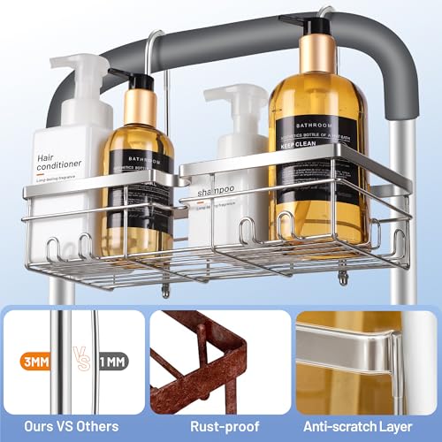 YUOROS Shower Caddy Hanging, 304 Stainless Steel Shower Organizer Rack for Shower Chair Bench for Elderly Seniors Disabled Handicap